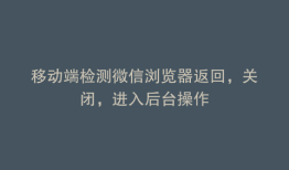 移动端检测微信浏览器返回，关闭，进入后台操作