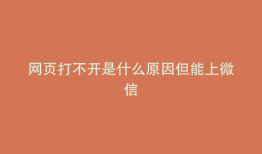 网页打不开是什么原因但能上微信