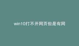 win10打不开网页但是有网