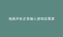 电脑开机正常输入密码后黑屏
