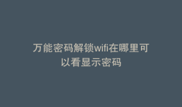 万能密码解锁wifi在哪里可以看显示密码