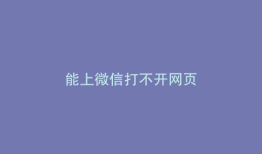 能上微信打不开网页