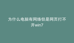 为什么电脑有网络但是网页打不开win7