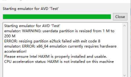 Android AVD启动报错：emulator: ERROR: x86_64 emulation currently requires hardware acceleration! Please ensure Intel HAXM is properly installed and usable.