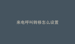 来电呼叫转移怎么设置