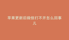 苹果更新后微信打不开怎么回事儿