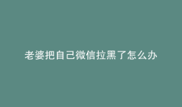老婆把自己微信拉黑了怎么办