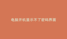 电脑开机显示不了密码界面