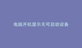 电脑开机显示无可启动设备