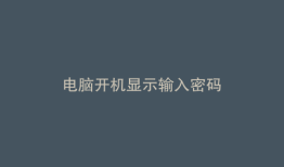 电脑开机显示输入密码