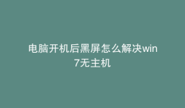 电脑开机后黑屏怎么解决win7无主机