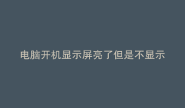 电脑开机显示屏亮了但是不显示画面