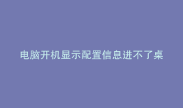 电脑开机显示配置信息进不了桌面