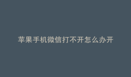 苹果手机微信打不开怎么办开