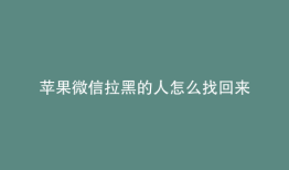 苹果微信拉黑的人怎么找回来