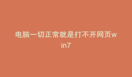 电脑一切正常就是打不开网页win7