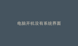 电脑开机没有系统界面