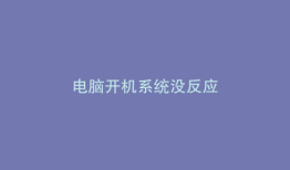 电脑开机系统没反应