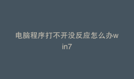 电脑程序打不开没反应怎么办win7