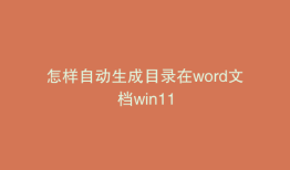 怎样自动生成目录在word文档win11
