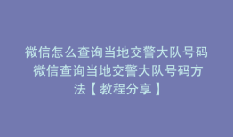 微信怎么查询当地交警大队号码 微信查询当地交警大队号码方法【教程分享】