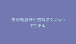 忘记电脑开机密码怎么办win7企业版