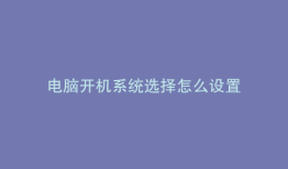 电脑开机系统选择怎么设置