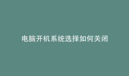 电脑开机系统选择如何关闭