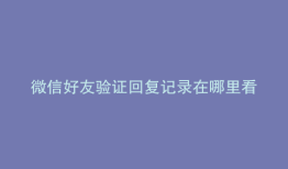 微信好友验证回复记录在哪里看
