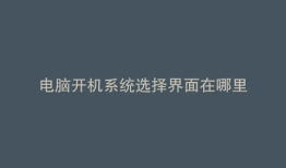 电脑开机系统选择界面在哪里
