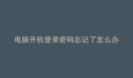电脑开机登录密码忘记了怎么办