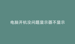 电脑开机没问题显示器不显示