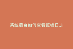 系统后台如何查看报错日志