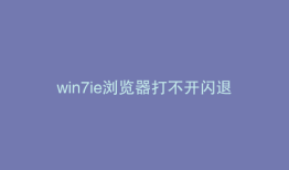 win7ie浏览器打不开闪退