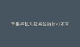 苹果手机升级系统微信打不开