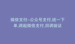 微信支付-公众号支付,统一下单,调起微信支付,回调验证