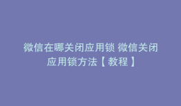 微信在哪关闭应用锁 微信关闭应用锁方法【教程】
