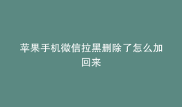 苹果手机微信拉黑删除了怎么加回来