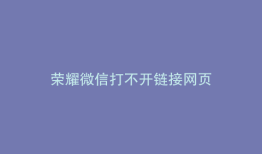 荣耀微信打不开链接网页