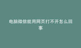 电脑微信能用网页打不开怎么回事