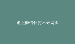 能上微信但打不开网页