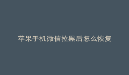 苹果手机微信拉黑后怎么恢复