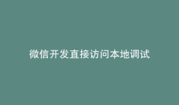 微信开发直接访问本地调试
