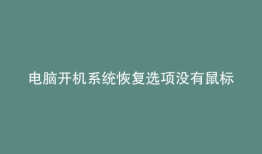电脑开机系统恢复选项没有鼠标