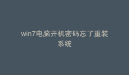 win7电脑开机密码忘了重装系统
