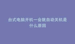台式电脑开机一会就自动关机是什么原因