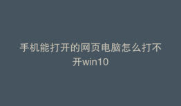 手机能打开的网页电脑怎么打不开win10