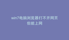 win7电脑浏览器打不开网页但能上网