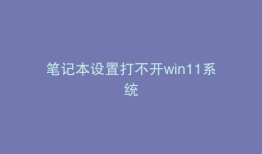 笔记本设置打不开win11系统