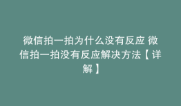 微信拍一拍为什么没有反应 微信拍一拍没有反应解决方法【详解】